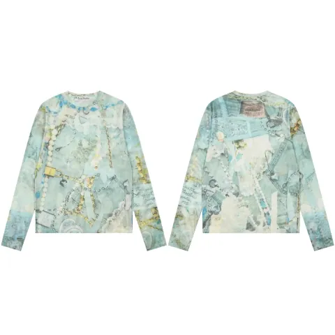Acne Studios Blue Multi-Print Long-Sleeve T-Shirt — featured in the Sugargoo Spreadsheet.