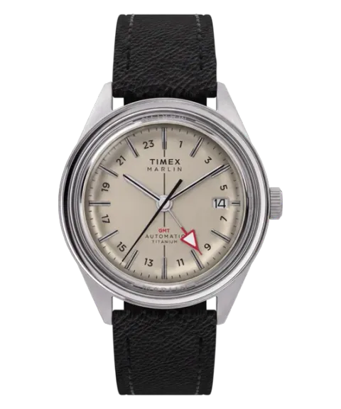Marlin Jet Titanium Automatic GMT 40mm Leather Strap Watch