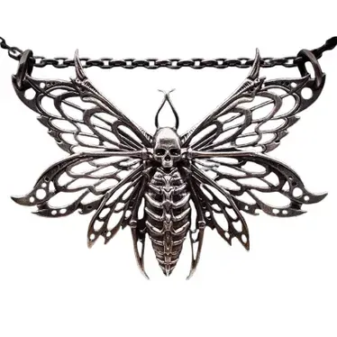 Ossuary Skeleton Butterfly Silver-Tone Pendant