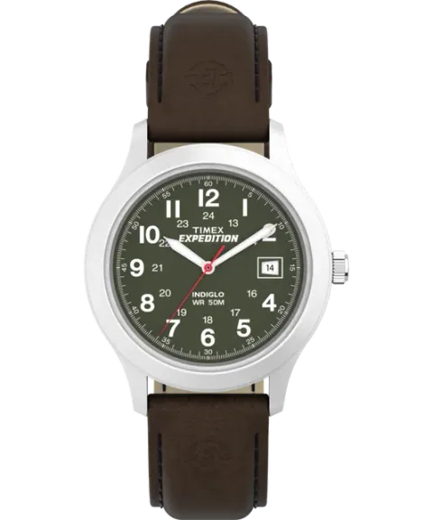 Expedition Metal Field 39mm Leather Strap Watch