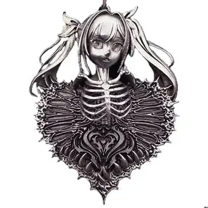 Ossuary Anime Girl Skeleton Silver-Tone Pendant